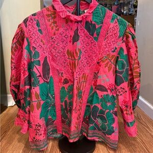 Farm Rio Floral Lace Women's Top